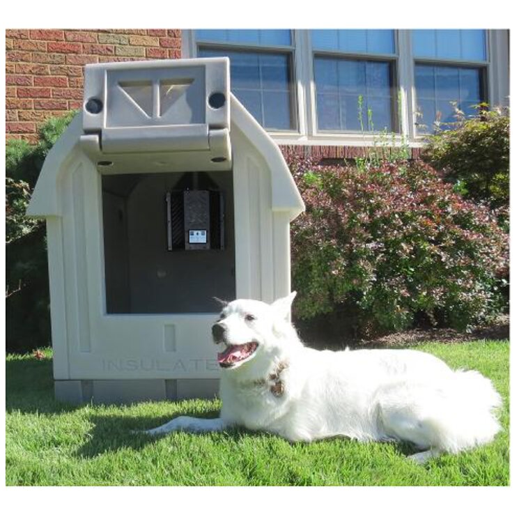 Dog palace dog house with store floor heater